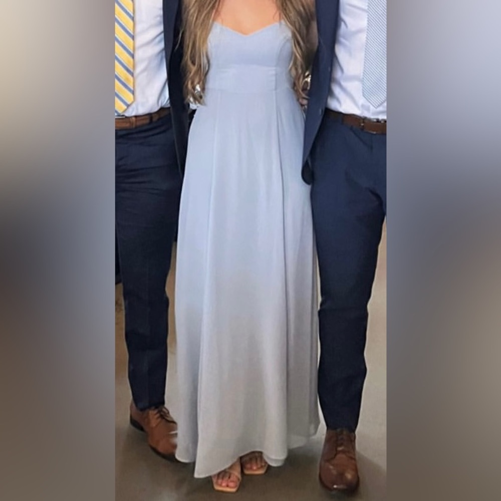 SHOW ME YOUR MUMU Godshaw Goddess Gown ~ Steel Blue Chiffon size small